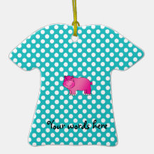 Cute pink hippo turquoise polka dots ornaments