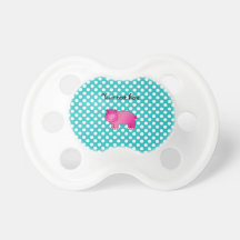 Cute pink hippo turquoise polka dots pacifier