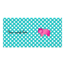 Cute pink hippo turquoise polka dots photo cards