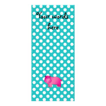 Cute pink hippo turquoise polka dots rack cards