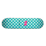 Cute pink hippo turquoise polka dots skateboard decks