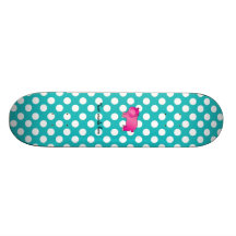 Cute pink hippo turquoise polka dots skateboard decks