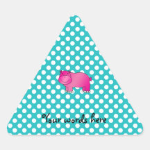 Cute pink hippo turquoise polka dots sticker