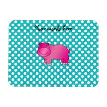 Cute pink hippo turquoise polka dots vinyl magnets