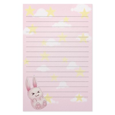 Cute pink Kawai Bunny rabbit falling from stars Stationery Design by DiaSuuArt