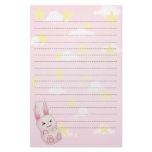 Cute pink Kawai Bunny rabbit falling from stars stationery
