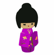Cute Pink  Kawaii Kokeshi Doll on rising sun Acrylic Cut Out