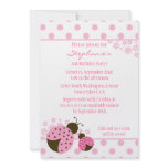 Cute pink lady bug girls birthday party invitation