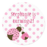 Cute pink lady bug girls birthday party stickers