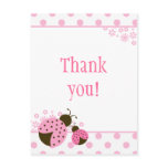 Cute pink lady bug girls thank you postcard