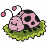 Cute Pink Ladybug on a Leaf Embroidered Shirt