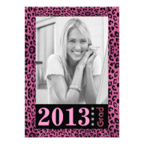 Cute Pink Leopard Print Photo Graduation invitations