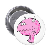 Cute Pink Monster Alien Button