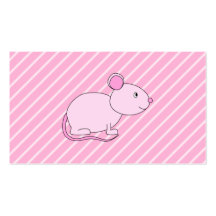 Cute Pink Mouse. Business Card Template