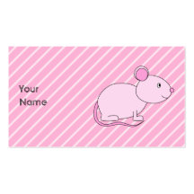 Cute Pink Mouse. Business Cards