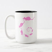 Cute Pink Mouse Design. Spiral of Mice. Mugs
