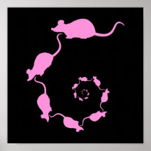 Cute Pink Mouse Design. Spiral of Mice. Print