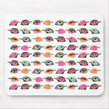Cute Pink Orange Green Bird Pattern Mousepad