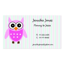 Cute Pink Owl Calling Card Business Card
