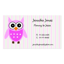 Cute Pink Owl Calling Card Business Cards
