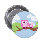 Cute Pink Owl Mom and Baby