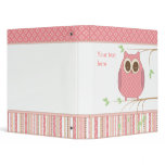 Cute Pink Owl on a Tree Branch 3 Ring Binder