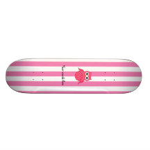 Cute pink owl stripes skate decks