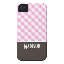 Cute Pink Plaid; Checkered Case-Mate iPhone 4 Cases