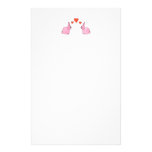Cute Pink Rabbits with Red Love Hearts. Stationery Design