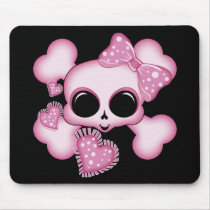 Cute Pink Skull Mouse Pads