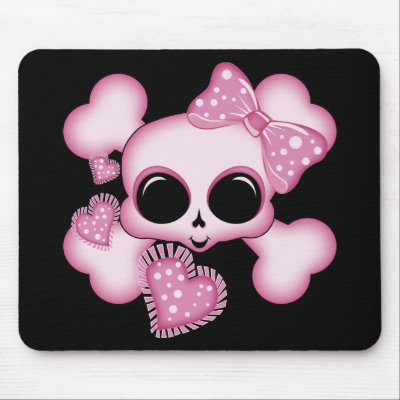 Cute Pink Skull Mouse Pads by clotheshound