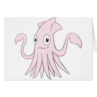 Cute Pink Squid Cartoon Shirt Cards by graphicdesigner