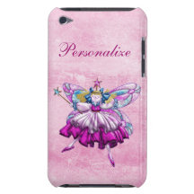 Cute Pink Sugar Plum Fairy Printed Jewel Effect Barely There iPod Covers