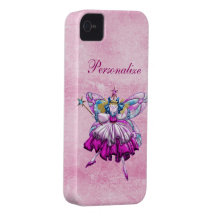 Cute Pink Sugar Plum Fairy Printed Jewel Effect iPhone 4 Cover