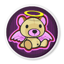 Cute pink teddy bear angel magnet