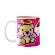 Cute pink teddy bear angel mug