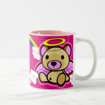 Cute pink teddy bear angel mug