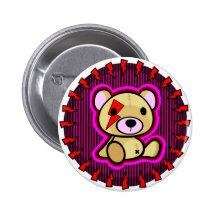 cute pink teddy bear in rock style