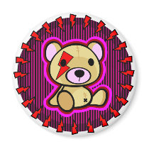 Cute pink teddy bear in rock style magnet