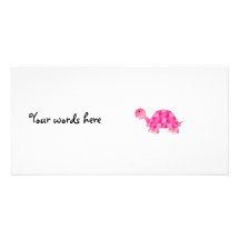 Cute pink turtle custom photo card