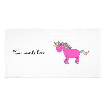 Cute pink unicorn photo greeting card
