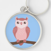 Cute PInk Woodland Owl Key Chains