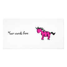 Cute pink zebra photo card
