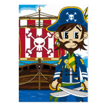 Cute Pirate and Ship Business Card