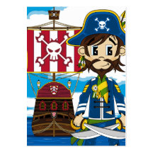 Cute Pirate and Ship Business Card