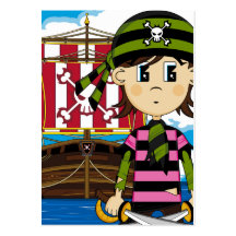 Cute Pirate and Ship Business Card