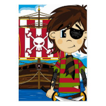 Cute Pirate and Ship Business Card
