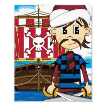 Cute Pirate and Ship Photo Print