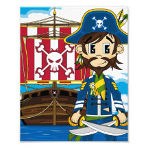 Cute Pirate and Ship Photo Print