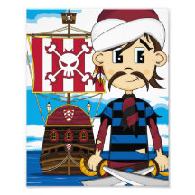 Cute Pirate and Ship Photo Print